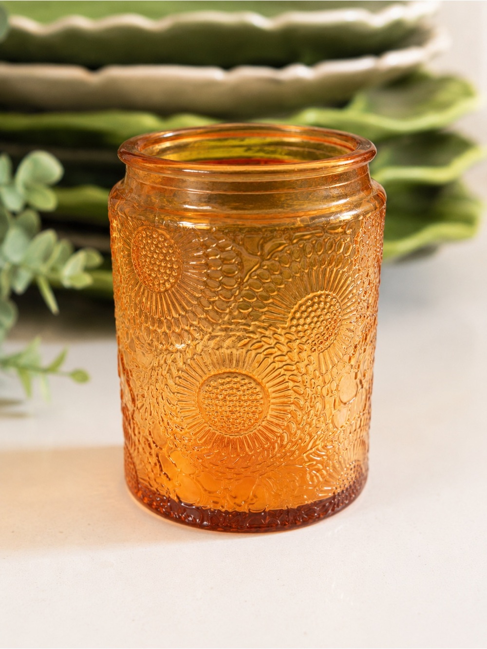 Voluspa Amber Textured Glass Votive Holder
